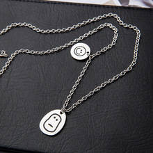 没头脑和不高兴项链女ins风嘻哈个性可爱吊坠新款钛钢毛衣链饰品