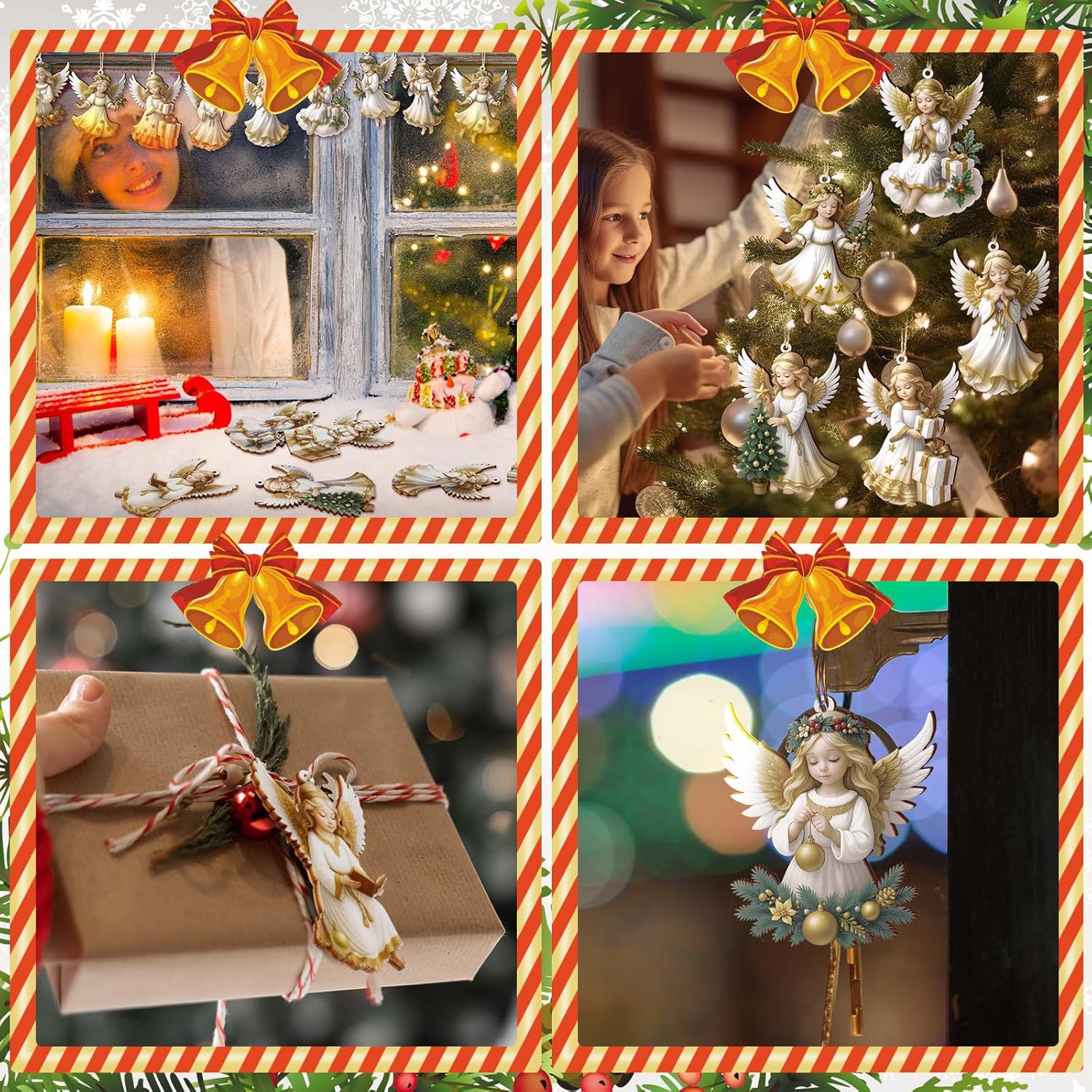 Colgante Ángel decoración de Navidad madera decoración del árbol de Navidad Ángel de Navidad decoración interior de vacaciones