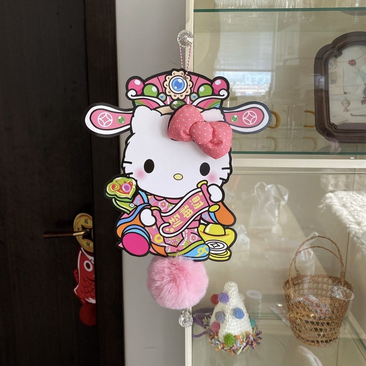 HelloKitty decoraciones de pared de papel tridimensional para atraer dinero encantador para moverse en el hogar para orar colgantes tarjetas de decoración image 3