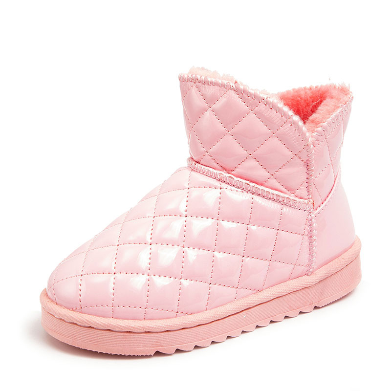 Botas de nieve para niñas Botas de algodón grueso forradas de lana para niños 2022 invierno Nuevas botas cortas impermeables para niños zapatos de algodón para bebés moda