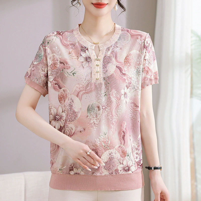 Мама весенняя летняя новая рубашка со средним рукавом с принтом