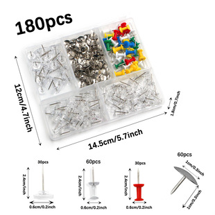 Cross-Border New 180-Piece I-Shaped Nail Set for Home Wall Fixing Decorative Thumbtacks Office Thumbtack Supply