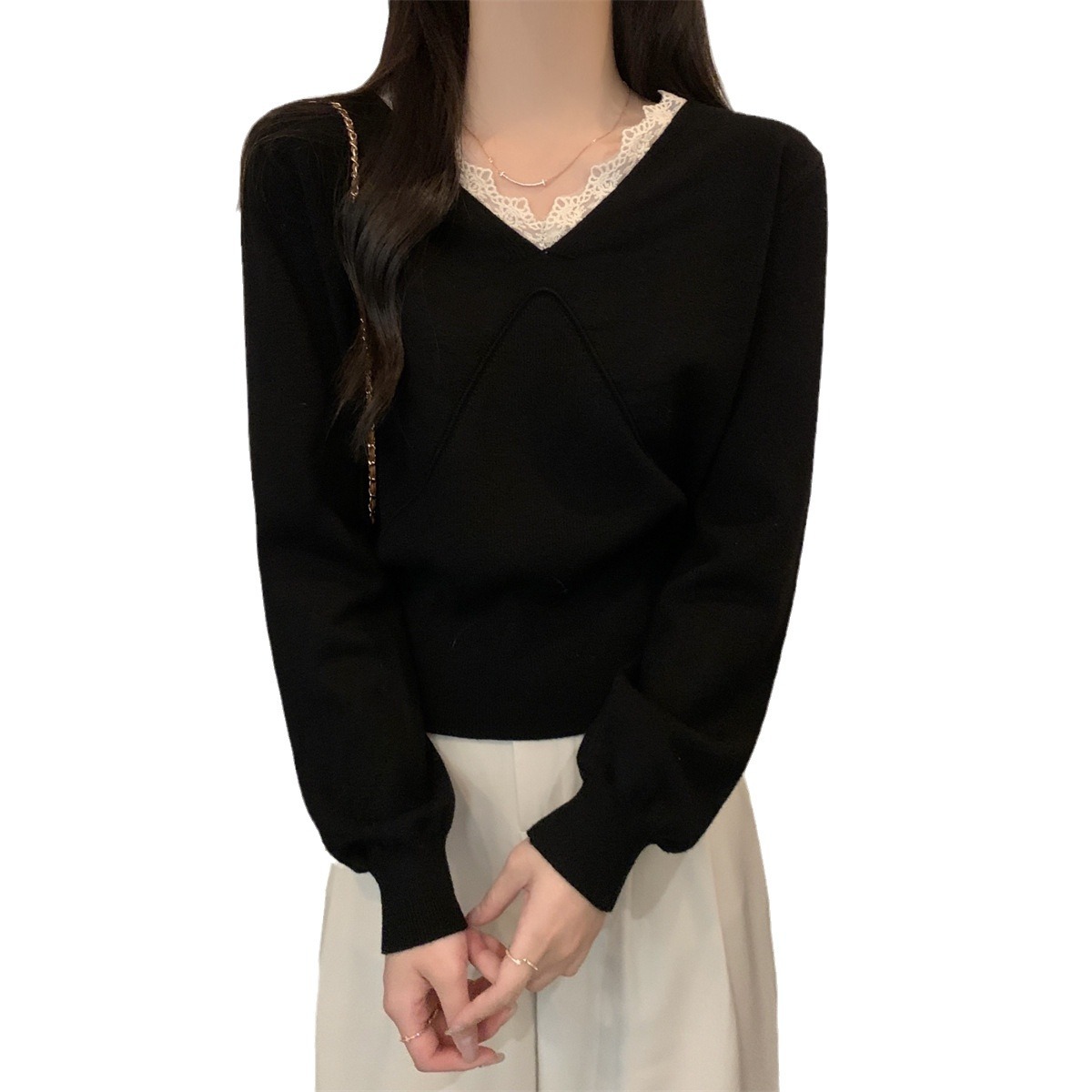 Lace knitted autumn demi-season base body-friendly sweater