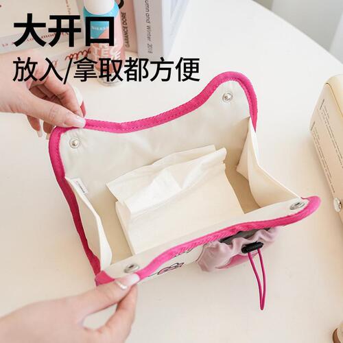 Threeleaf Carrion Cute Cartoon Creative Multi-functional Car Mount Tissue Box Large Capacity Hanger Tissue Sleeve Organizer