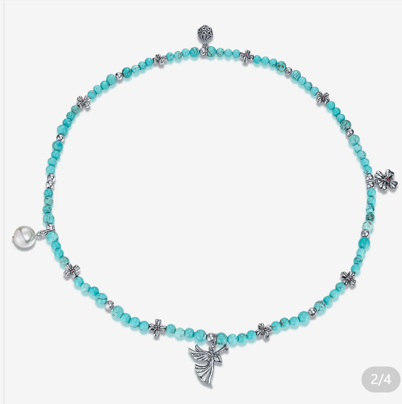 New Turquoise Burnt Silver Bow & Pink Crystal Heart Pearl Bracelet · Pink Crystal Necklace New Turquoise Burnt Silver Bow & Pink Crystal Heart Pearl Bracelet · Pink Crystal Necklace