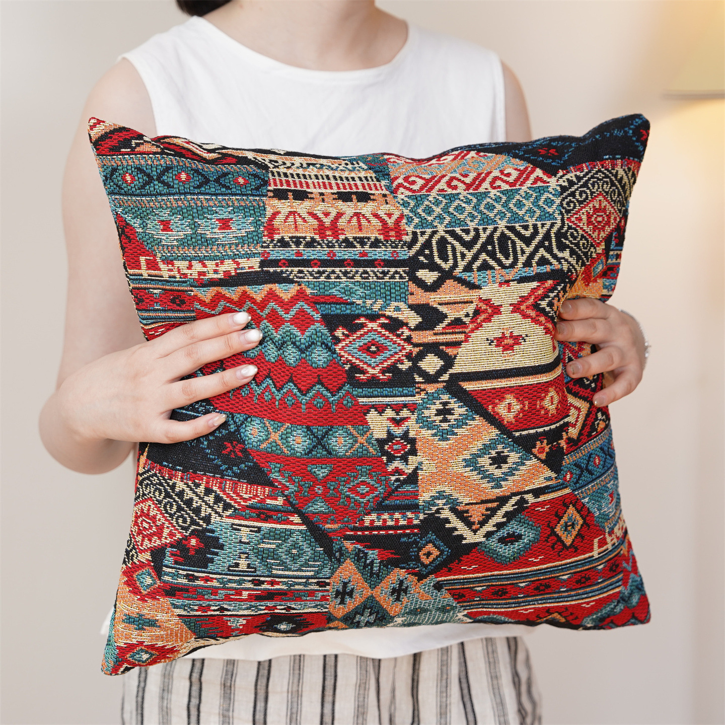 Cross-Border Ethnic Style Pillowcase Cushion Sofa Retro Removable and Washable Homestay Hotel Bedroom Balcony Decorative Cushion