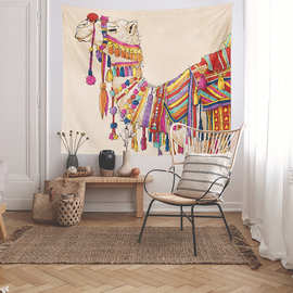 跨境专供 彩色骆驼印花挂毯 装饰背景布