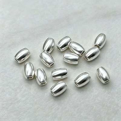 999 pure silver seven-bead olive-shaped beads DIY bracelet accessories, spacer beads, fortune beads, bracelet beads, silver beads (Zərgərlik ara hissələri) - 5mm-olive-shaped-bead-single-piece-approximately-01-gram