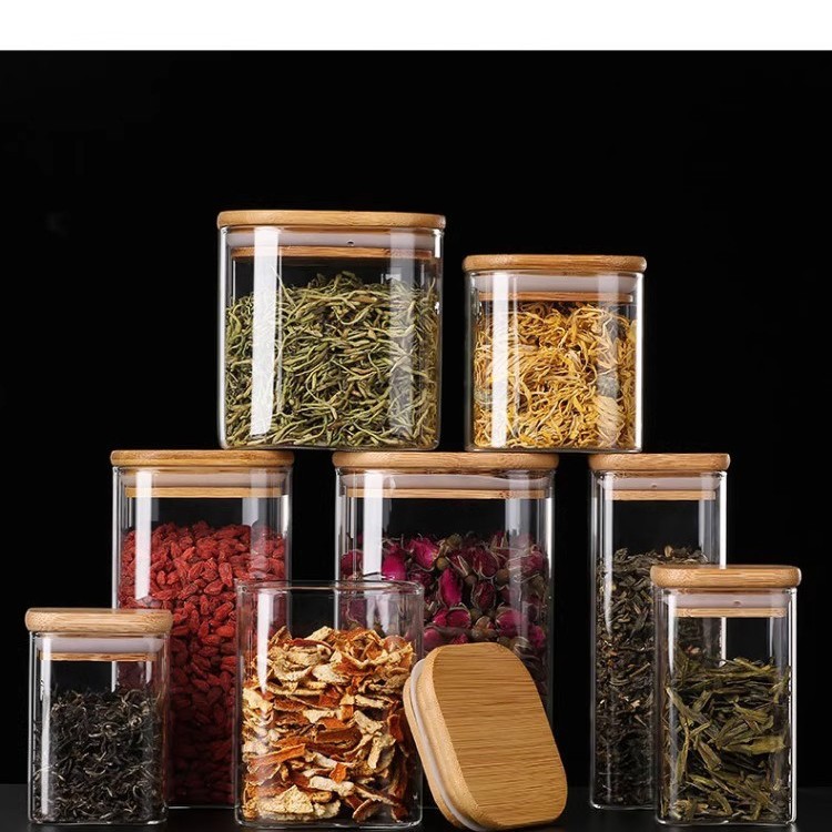 Square High Borosilicate Glass Storage Jar Food Grade Household Grain Sealed Jar Food Storage Jar Spice Jar