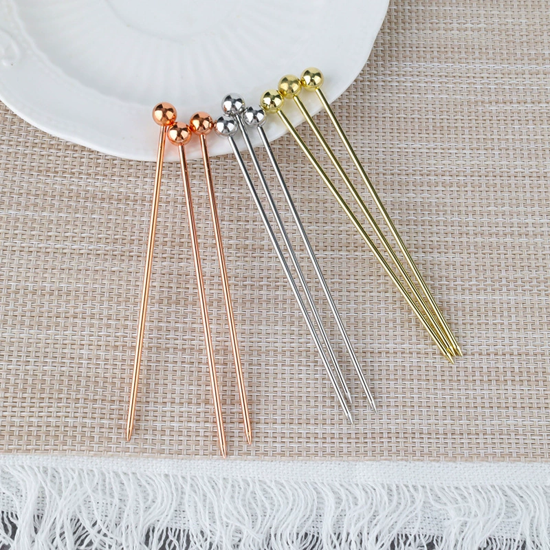 Шпажки для фруктов из нержавеющей стали 304, креативные, круглые, для коктейлей, декоративные, для оливок, металлические