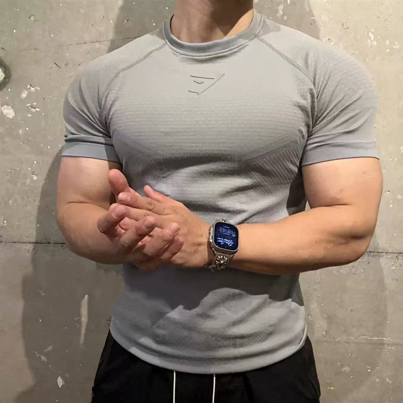 Muscle Sports Fitness Men's T-Shirt Jogger Gym Bodybuilding Quick-Drying Breathable Tight Round Neck Short Sleeve