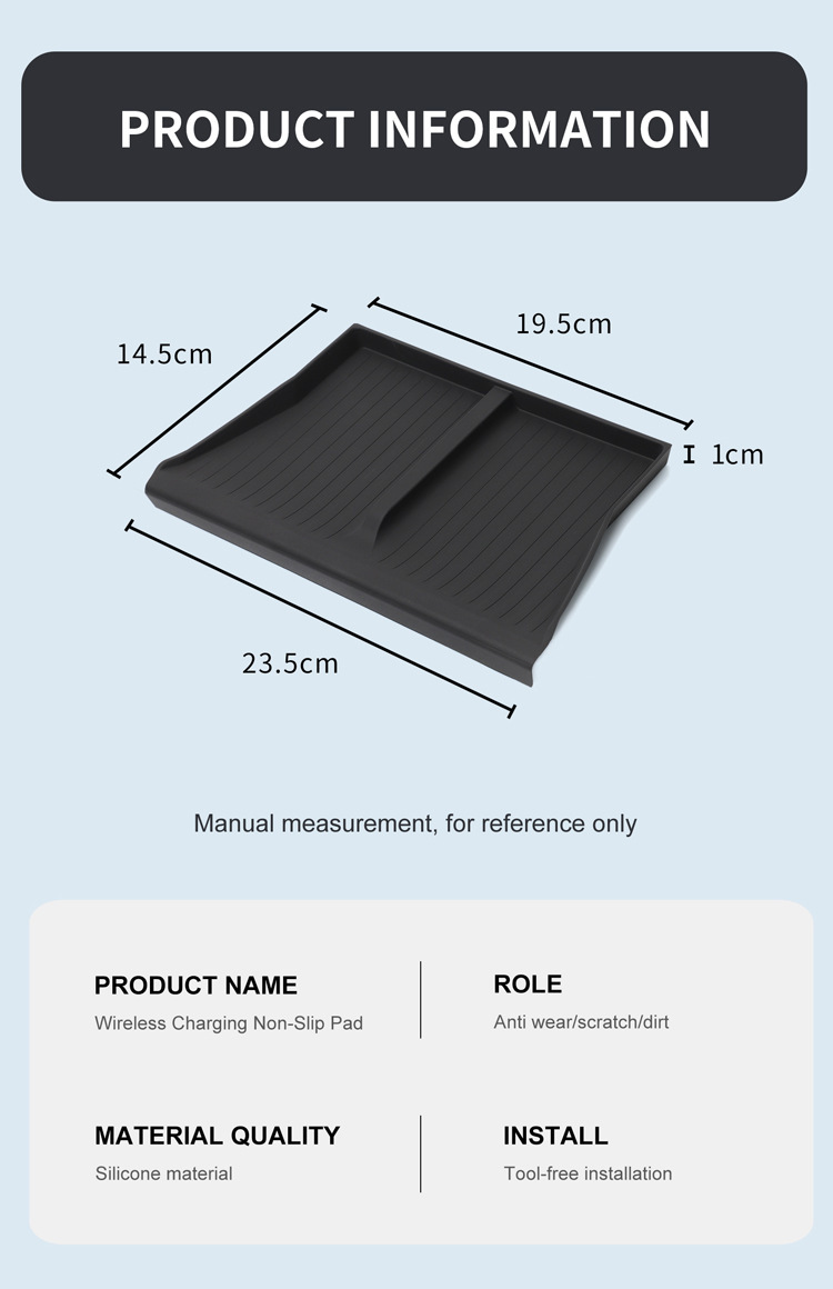 Suitable for Tesla Cybertruck Central Control Silicone Wireless Charging Anti-Slip Mat Car Water Cup Car Decoration Accessories