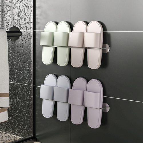 Bathroom slipper rack without punching, bathroom toilet shoe drain rack, wall hanging door storage artifact storage rack