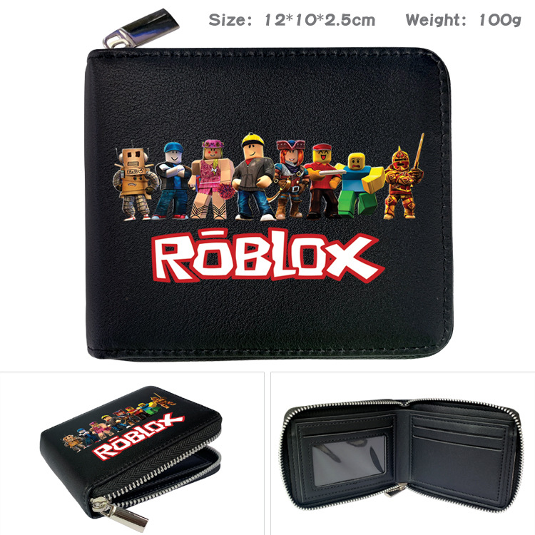 虚拟世界周边拉链PU钱包零钱包 ROBLOX游戏对折短款皮夹钱包 卡包