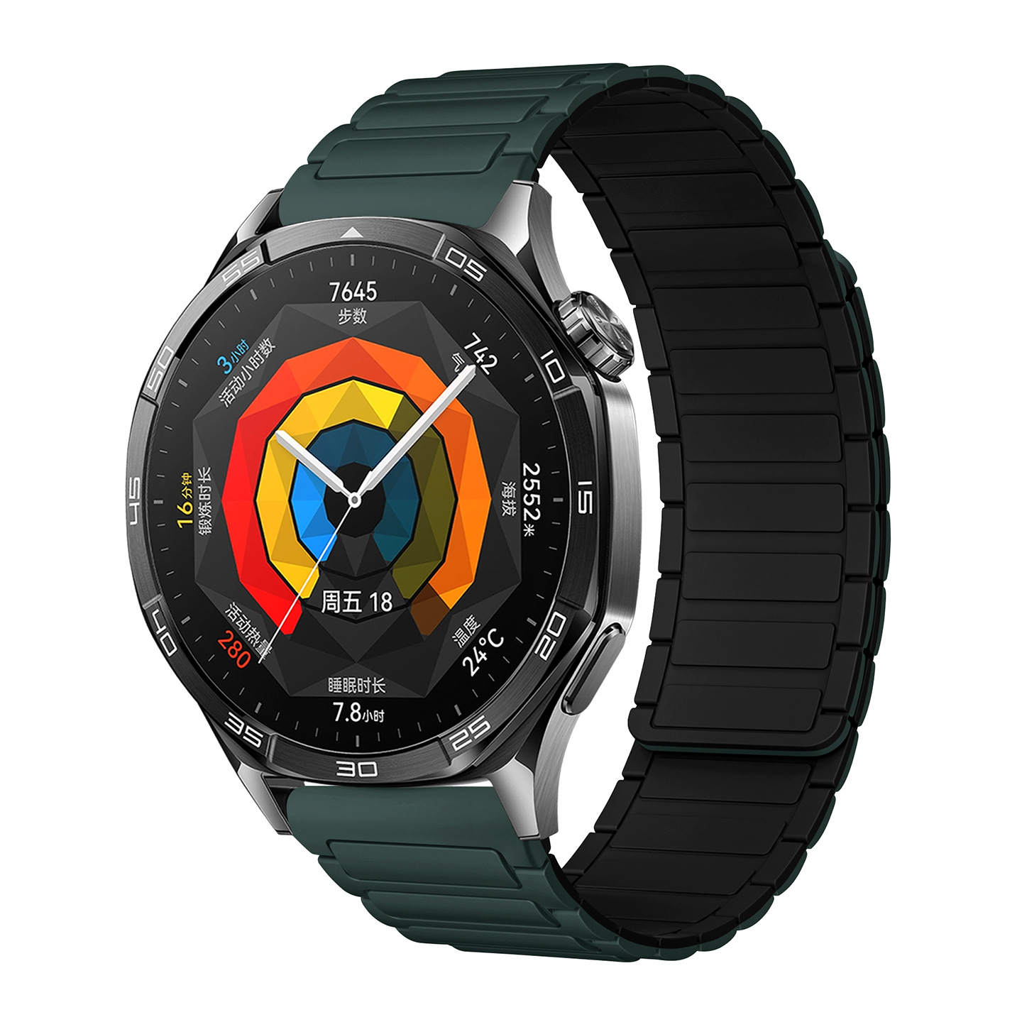 The watch4567 Armored I-shaped three-bead silicone magnetic watch strap is suitable for Huawei gt3, GT4 and GT5 watches undefined