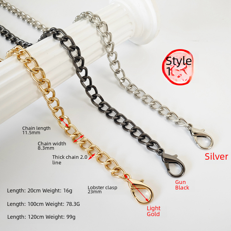 In stock wholesale luggage hardware accessories chain bag chain elegant DIY woven shoulder strap bag with metal bag chain
