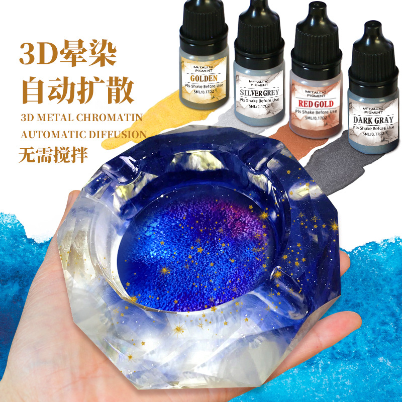5ml epoxy resin dropper metal halo dye rendering pigment 24 color set self diffusion without stirrin