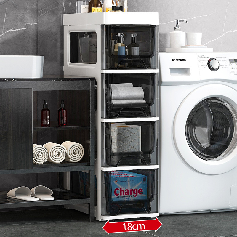 18cm gap storage cabinet plastic bathroom ultra-narrow storage cabinet kitchen gap shelf drawer-style plastic cabinet