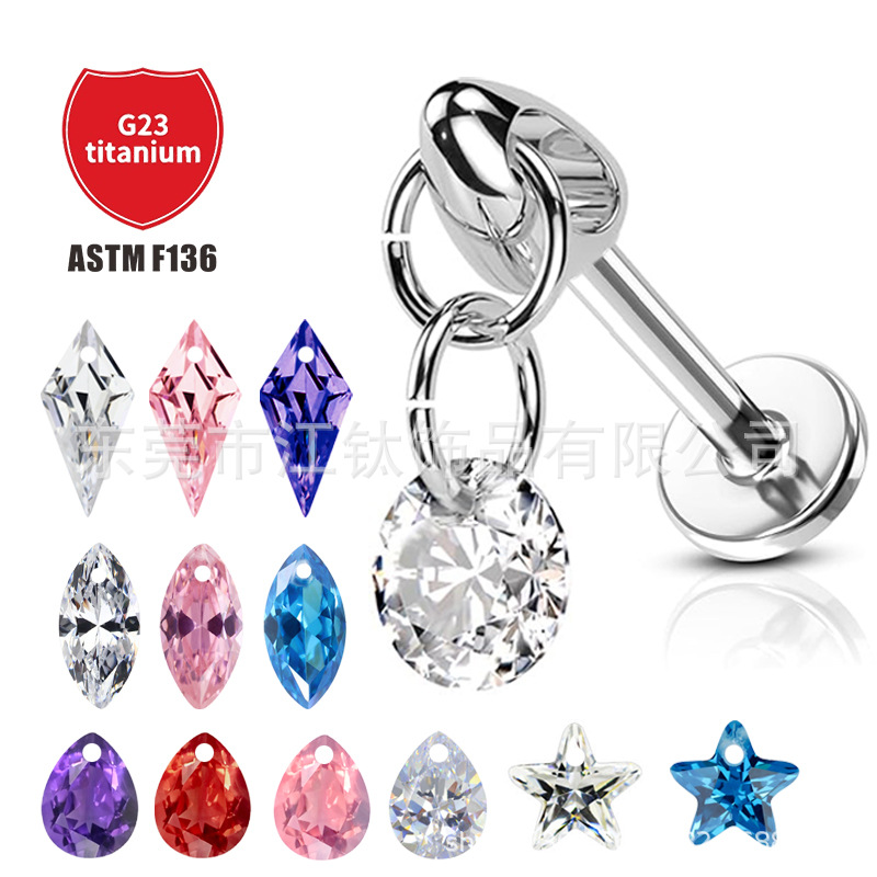 Pointed titanium steel lip stud product view