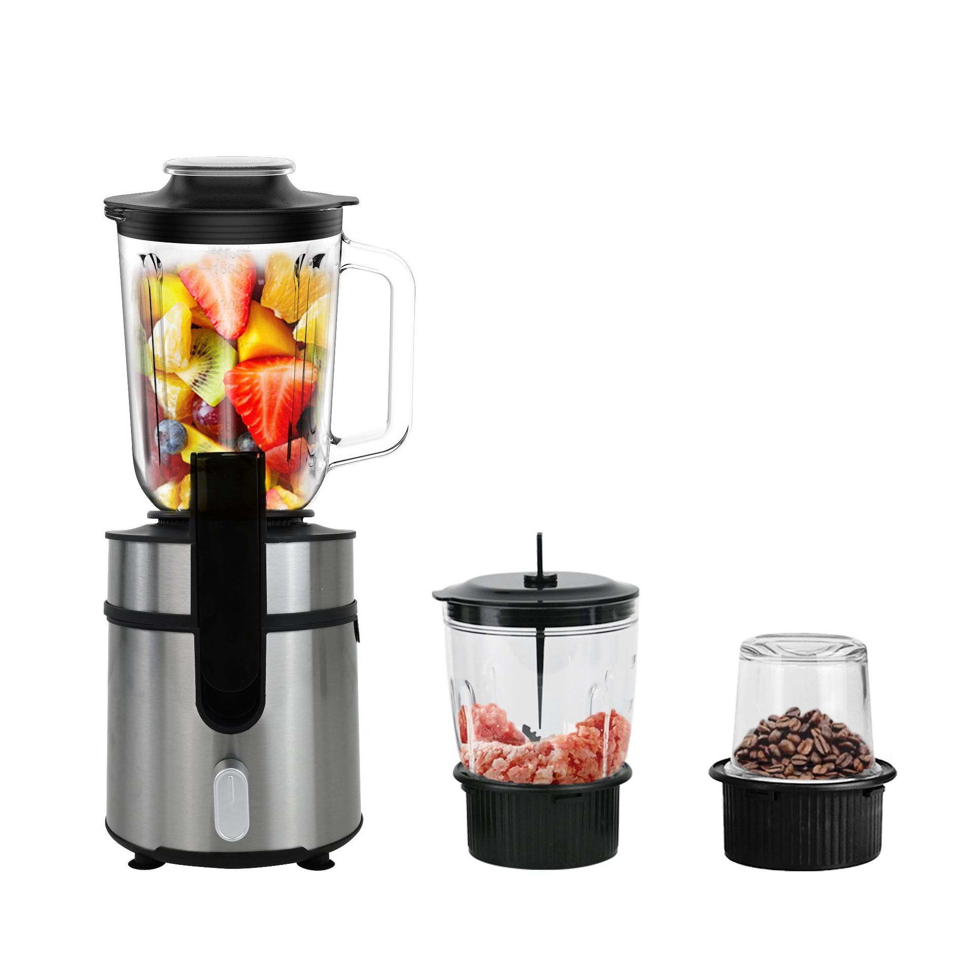 Mezclador de vidrio de acero inoxidable 3 - en - 1 máquina de jugo molinadora de carne molinadora multifuncional máquina de cocina de gran capacidad