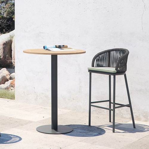 Nordic outdoor bar chair villa outdoor open-air high stool creative aluminum alloy leisure rattan bar counter table and chair