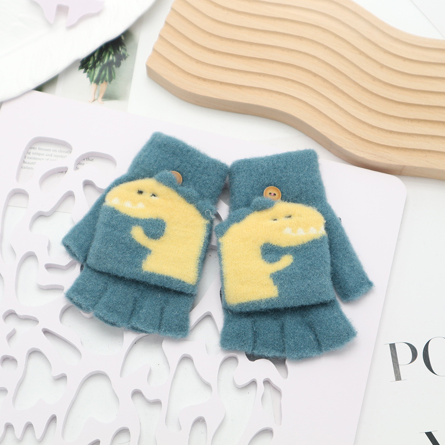 Guantes de invierno de medio dedo para niños niños niños niños niñas estudiantes lindos guantes de peluche de dibujos animados