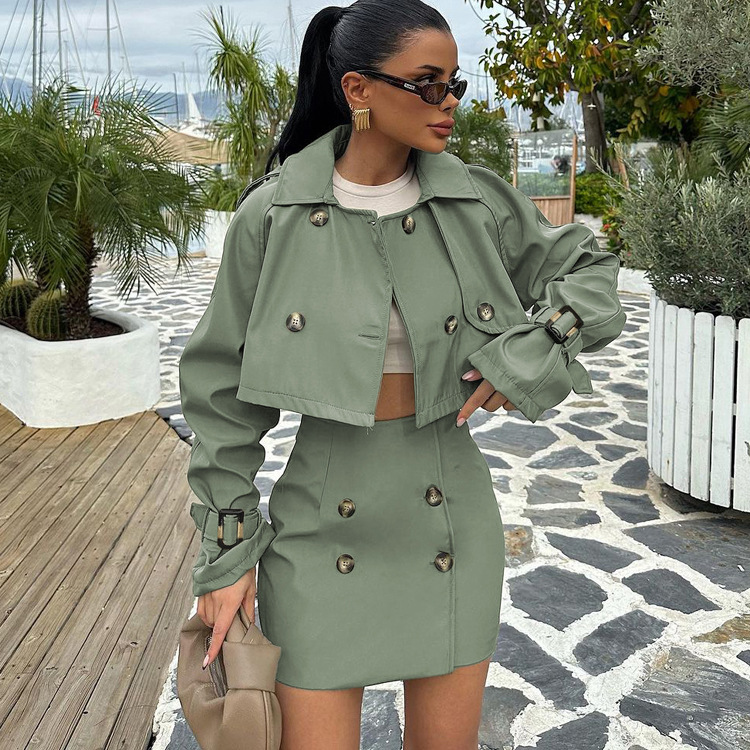 Elegant Women's British Style Work Jacket And Bodycon Skirt Set_voghion.com
