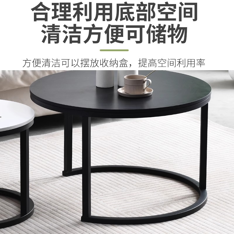 Venta directa de fábrica Mesa de centro pequeña de lujo ligero nórdico Sala de estar para el hogar Mesa de té simple creativa Mesa de té de combinación redonda moderna