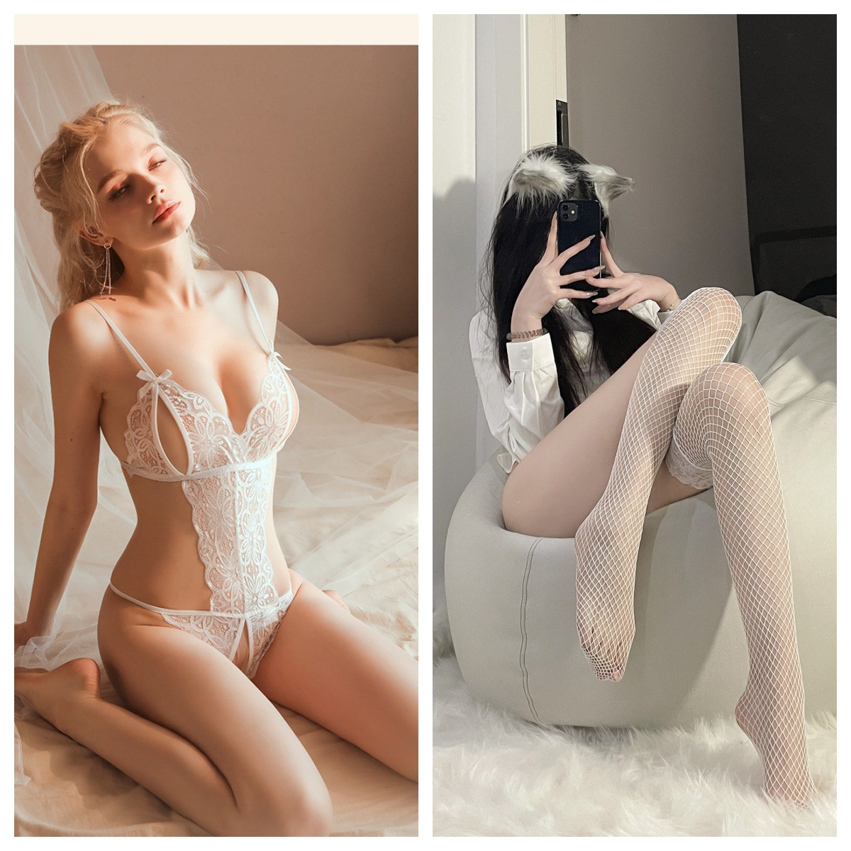 화이트 화이트 그물 양말