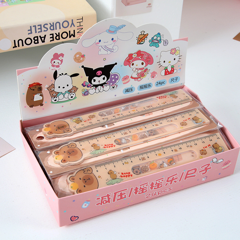 Capibara rock reglas de acrílico para estudiantes de 15cm reglas rectas para estudiantes papelería embalaje independiente