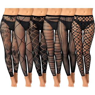6 Pairs Womens Black Fishnet Foots Tights High Fish Net
