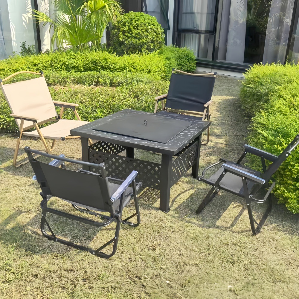 Horno de barbacoa de alto nivel de patio, mesa de barbacoa móvil, parrilla de barbacoa interior, horno de cocción de té, conjunto de horno de fuego doméstico