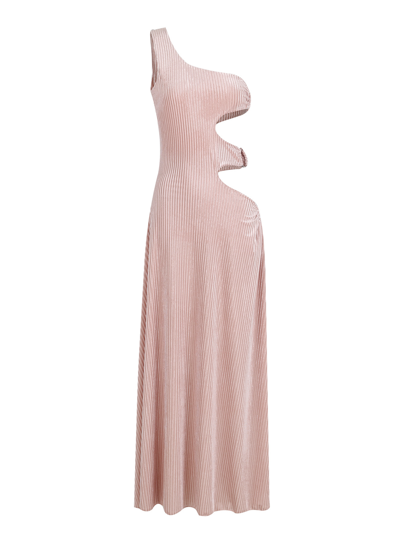 Polyester Fabric Type High Waist Waist Line Wholesale Women's Elegant Sexy Thigh Slit Hollow Out Solid Color Holiday Oblique Collar Sleeveless Sheath Dress
