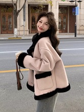 皮毛小香风一体冬季羊羔毛2025毛绒外套新款加厚秋冬小个子短棉服