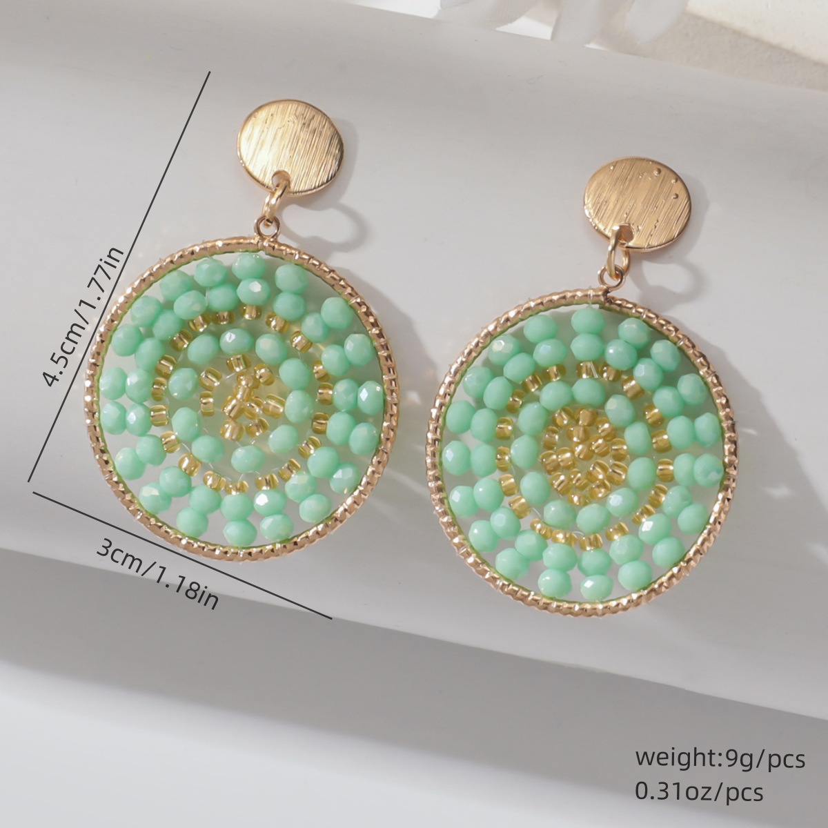 Steel needle Ear Needle Material 1 Pair Modern Style Round Beaded Artificial Crystal Alloy Iron Drop Earrings