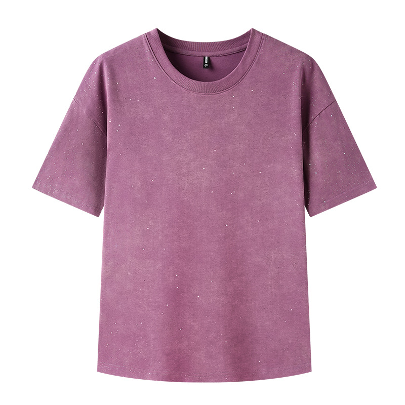 Men's quality solid color fashionable T-shirt with a round collar…