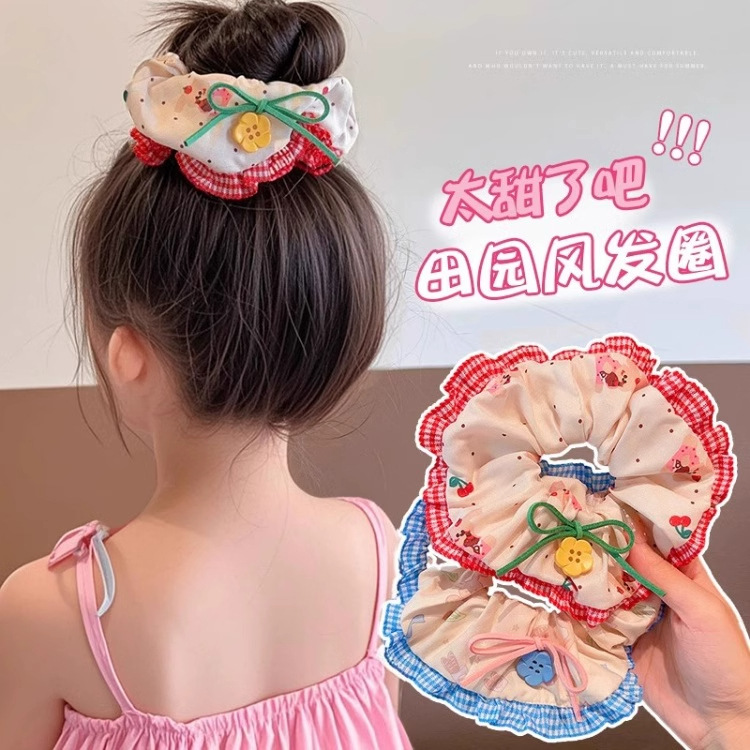 Coletero de Tela con Encaje para Niñas Elástico Suave para el Cabello