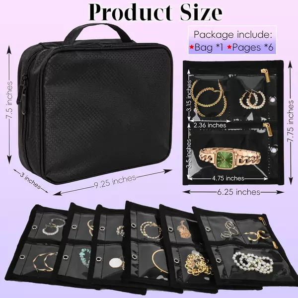 Cross-Border Spot Jewelry Jewelry Storage Book Binder Transparent Pvc Zipper Velvet Travel Jewelry Cosmetics Bag