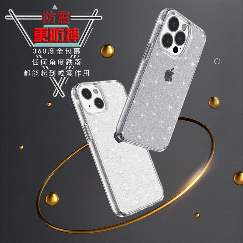 Apple 17 Pro Max用キラキラ透明スマホケース、16 Terminator対応、厚型13ハードケース、12/15保護カバー