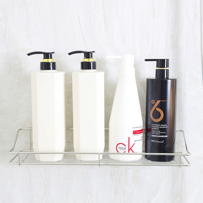 Seamless Viscous Bathroom Rack Wall-mounted Non-drilling Powerful Shower Rack Kitchen Storage Rack Stainless Steel Storage Rack
