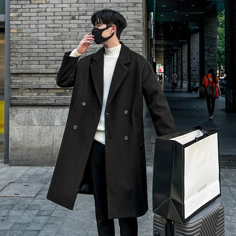 23002 2024 New Winter Men's Woolen Coat Mid-length Coat 23002 2024 New Winter Men's Woolen Coat Mid-length Coat