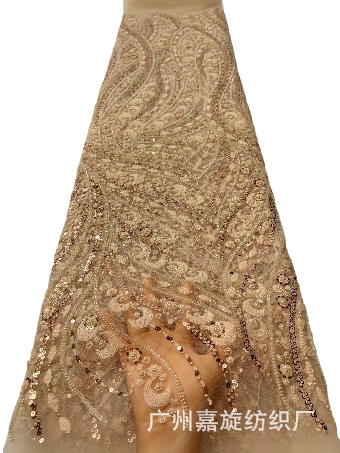 Tubo de cuentas de tela de bordado de lentejuelas de la industria pesada patrón geométrico tela de lentejuelas Primavera Verano otoño vestido de moda tela JX2974 image 3