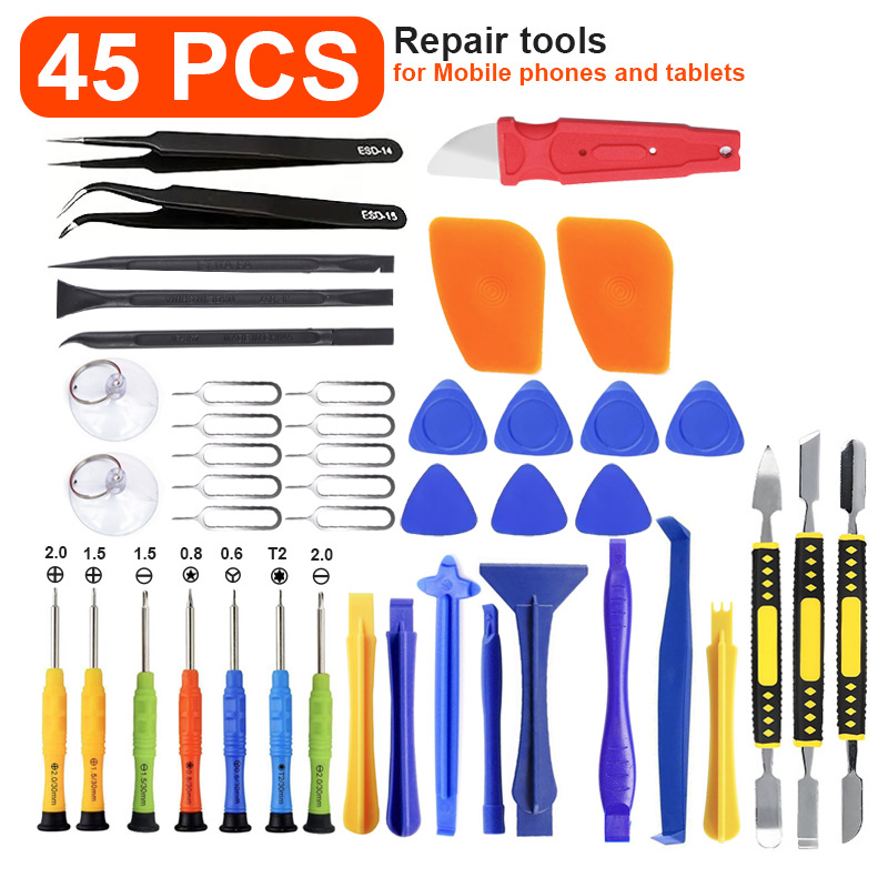 45PCS多用螺丝刀套装苹果安卓手机拆机维修十字小工具速卖通热销