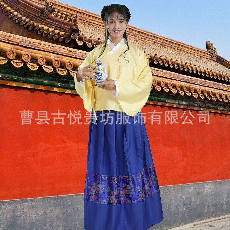 明朝服装女丫鬟古装侍女服汉服宫女服宫廷佣人女仆民女服民族风-阿里巴巴