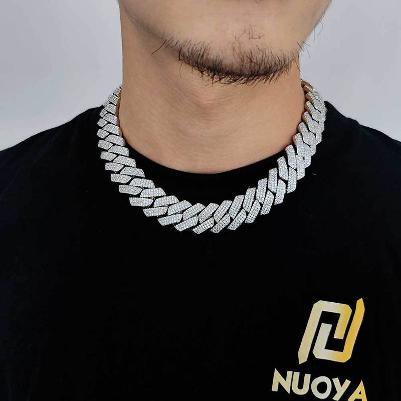 欧米のクロスボーダーのヒップホップの20mmのひし形のキューバのチェーンの男性のネックレスのアクセサリの高級感の男性の金のジルコンのネックレスの卸売り|undefined