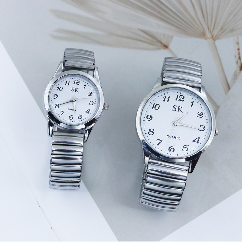 Electronic Watch for the Elderly Large Numbers Men's and Women's Watches for Middle-aged and Elderly Men's and Women's Korean Style Simple Spring Steel Band for Men and Women