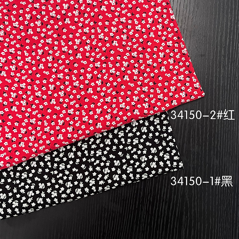 厂家直销春夏30支人棉印花面料 小清新碎花绵绸服装布 防蚊裤面料