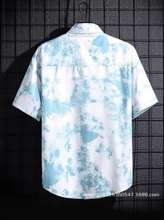 夏香港スタイルルーズ半袖花柄シャツメンズハワイアンタイシーサイドビーチシャツ|undefined