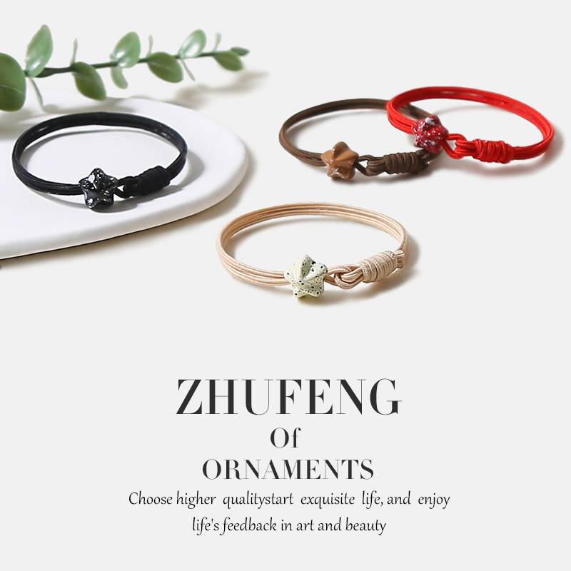 Japanese and Korean snowflake three-dimensional star hair rope hand rope all-match girl hair tie rubber band durable simple hair rope hair accessories