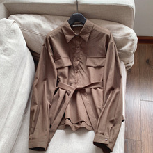 2025新纯色减龄 短款小翻领衬衫 收腰显瘦上衣T恤女批发H19FT3158